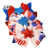 Fashion Hair Bows Independence Day Bow Clip for Girls, Red Blue White Glitter Hairpin, Double Layer Girls Ornaments with Sequins Star, Accessory