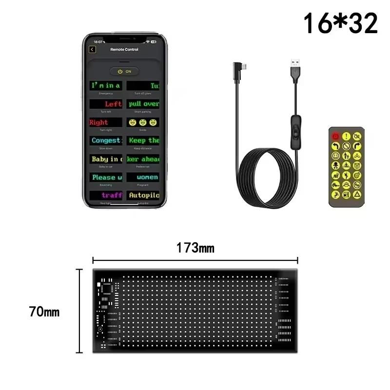 Светодиодная матричная пиксельная панель для автомобиля с управлением через приложение, RGB граффити, бегущая строка, рекламная доска, DIY забавный шаблон, анимационный дисплей