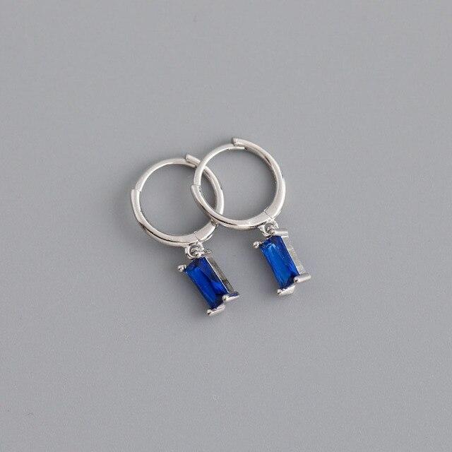 Серьги-кольца квадратные геометрические с разноцветным цирконием из стерлингового серебра 925 пробы, женские темпераментные застежки S -E1533