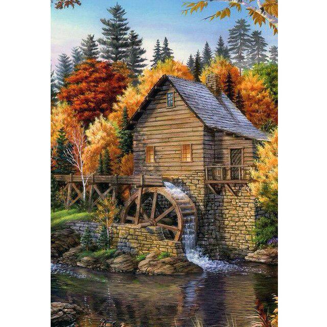 DIY 5D алмазная живопись, вышивка крестиком, морской пейзаж, дом, полная круглая дрель, пейзаж, алмазная вышивка, мозаика, искусство, домашний декор, подарок