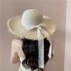Women's Spring and Summer Korean Style Versatile Lace Straw Hat Beach Vacation Outing Fresh Sun Protection Sunshade Foldable Wide Brim Hat