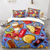 Creative Fast Food Duvet Cover Pizza Hamburger Print Comforter Cover Microfiber Bedding Collection King Queen For Kids Teen Room Decor
