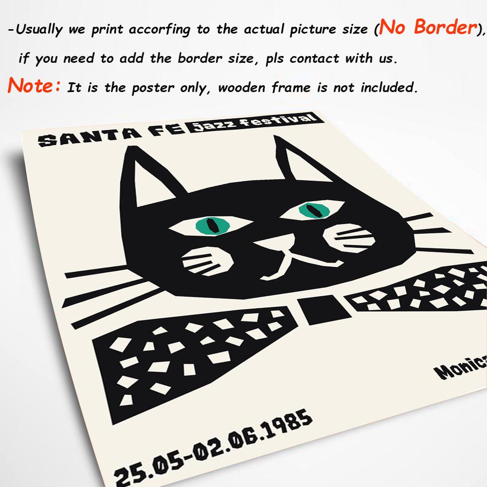 Abstract New Orleans Jazz Festival Black Cat Art Canvas Painting Nordic Posters And Prints Wall Pictures For Living Room Decor