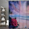 Фиолетовый Океан Пляж Романтическая Роза Занавеска для душа, Декоративная занавеска для душа для ванной, Водонепроницаемая занавеска для душа с крючками