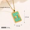 Retro Boyfriend Style Square Tarot Card Pendant Necklace with Zircon Clavicle Chain 