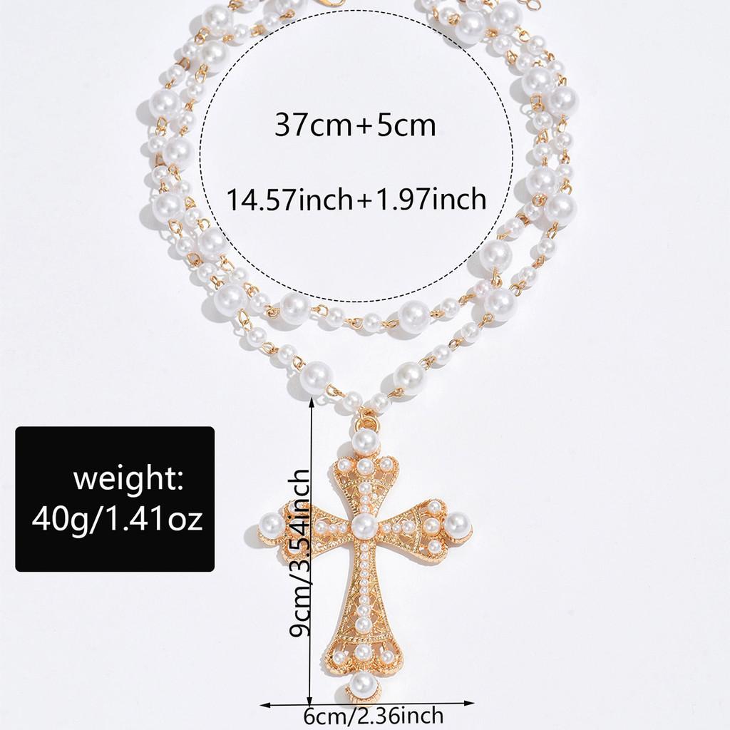 Oversized Cross Pendant Necklace With Alloy Charm For Female Punk Casual Wear
