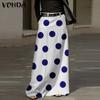 Women Fashion High Waist Polka Dot Print Loose Skirts