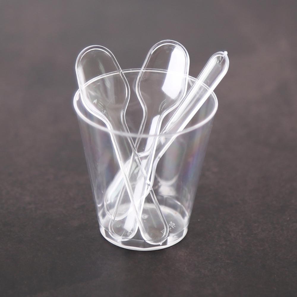 100pcs Transparent Disposable Flatware Spoons Plastic Disposable Clear Plastic Spoons Jelly Pudding