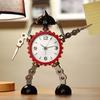 Metal Robot Student with Cartoon Children's Mute Alarm Clock Creative Cute Alarm Clock Bedside Clock