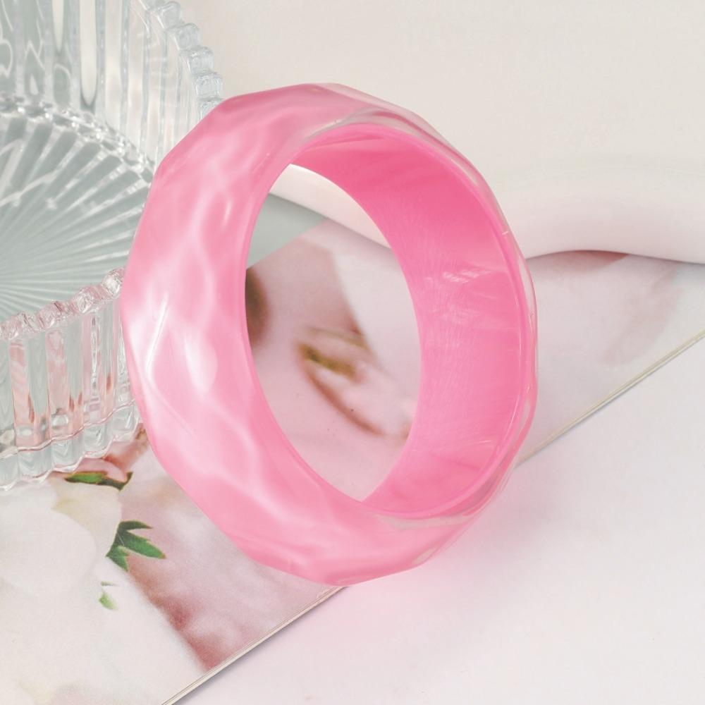 Wave Jelly Color Wide Bracelet Bohemian Retro  Hand Ring Exaggerated Glitter Acrylic Bangle  Girls