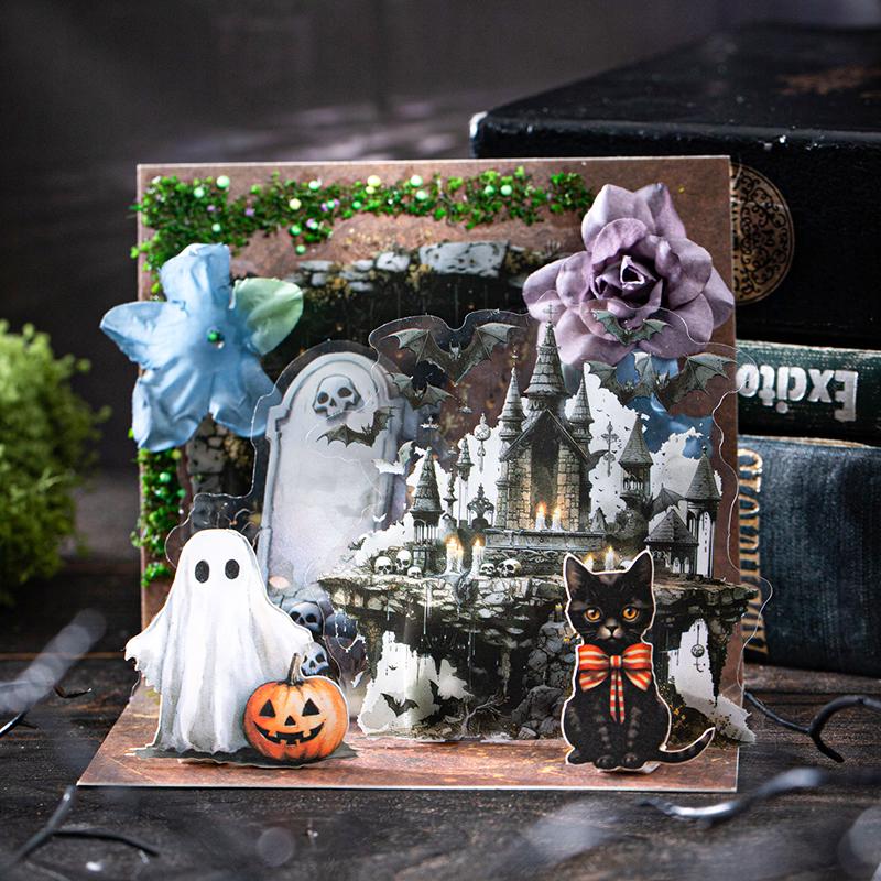 10 Sheets/Bag Gothic Abandoned City Scenery Stickers for Scrapbooking Planner Notebook DIY Phone Case Decoration Office Gift
