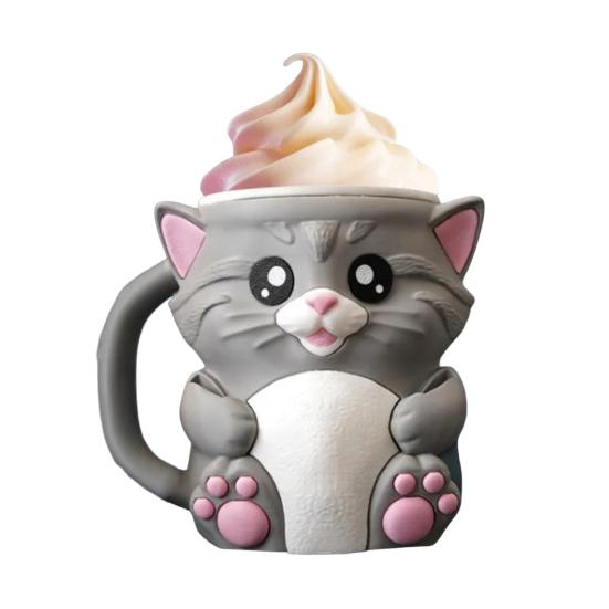 Держатель для пинты мороженого с кошкой и ложкой, многоразовый рукав для пинты для мороженого, газировки, пивных банок, держатель, удобный захват, аксессуар для десертного стола