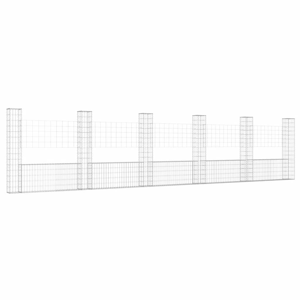 Vidaxl 6 Słupków Gabionowych U-Kształtnych, 620X20X150 Cm, Żelaznych