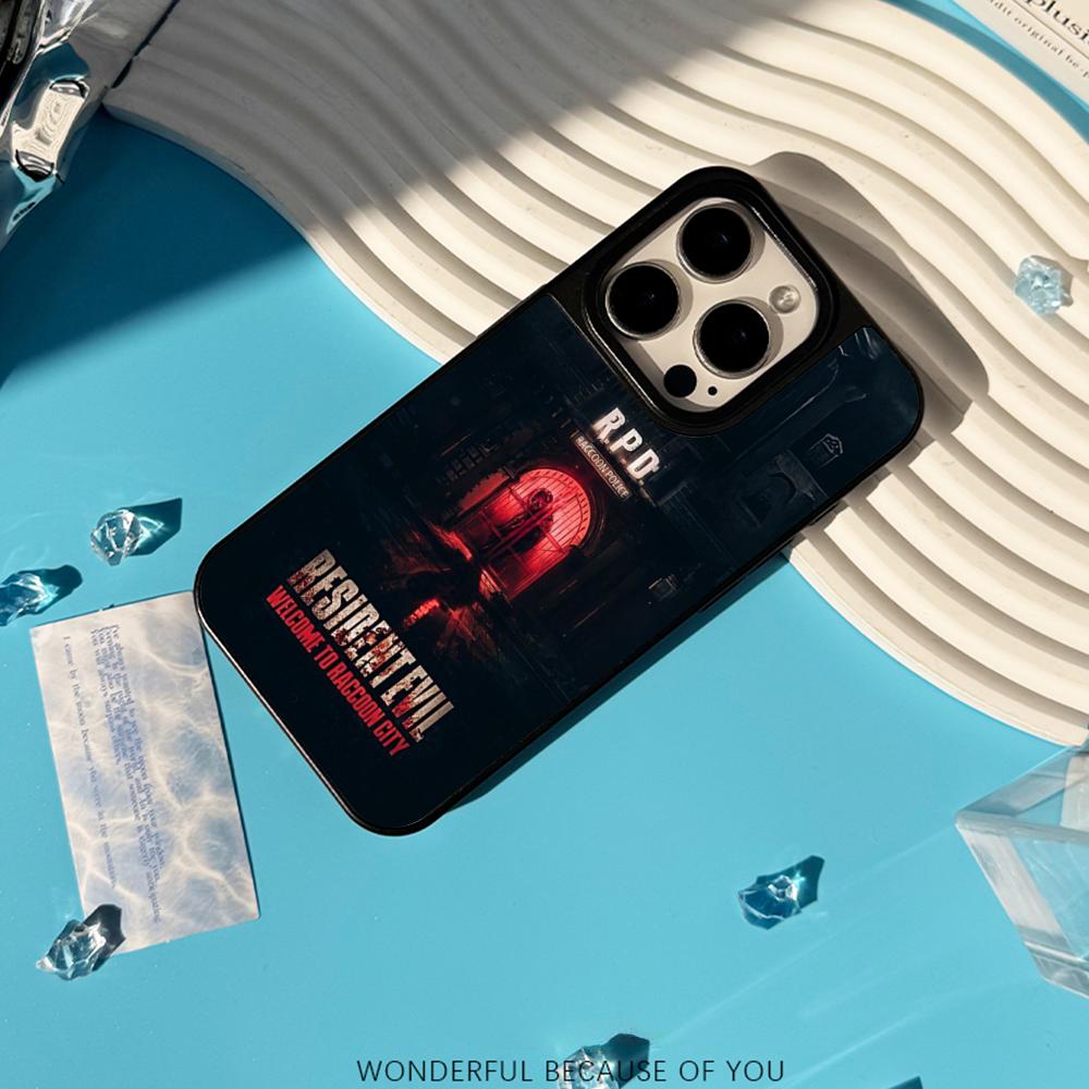 Классический Злой Зонт крутой дизайн узора Чехол для телефона для iPhone 17 16 15 14 13 12 Pro Max Овечья кожа Серебристый край Защитный чехол