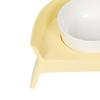 Double Dog Water Food Bowls Elevated Neck Protection Pet Double Bowl for Dogs Cats Pets Yellow White