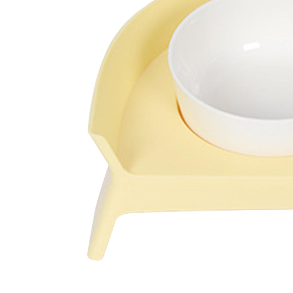 Double Dog Water Food Bowls Elevated Neck Protection Pet Double Bowl for Dogs Cats Pets Yellow White