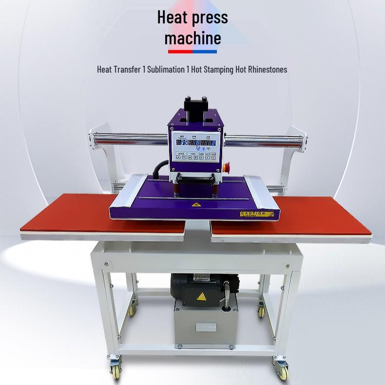Dual-Station Hydraulic Heat Transfer Machine for Apparel Pattern and Rhinestone Printing
