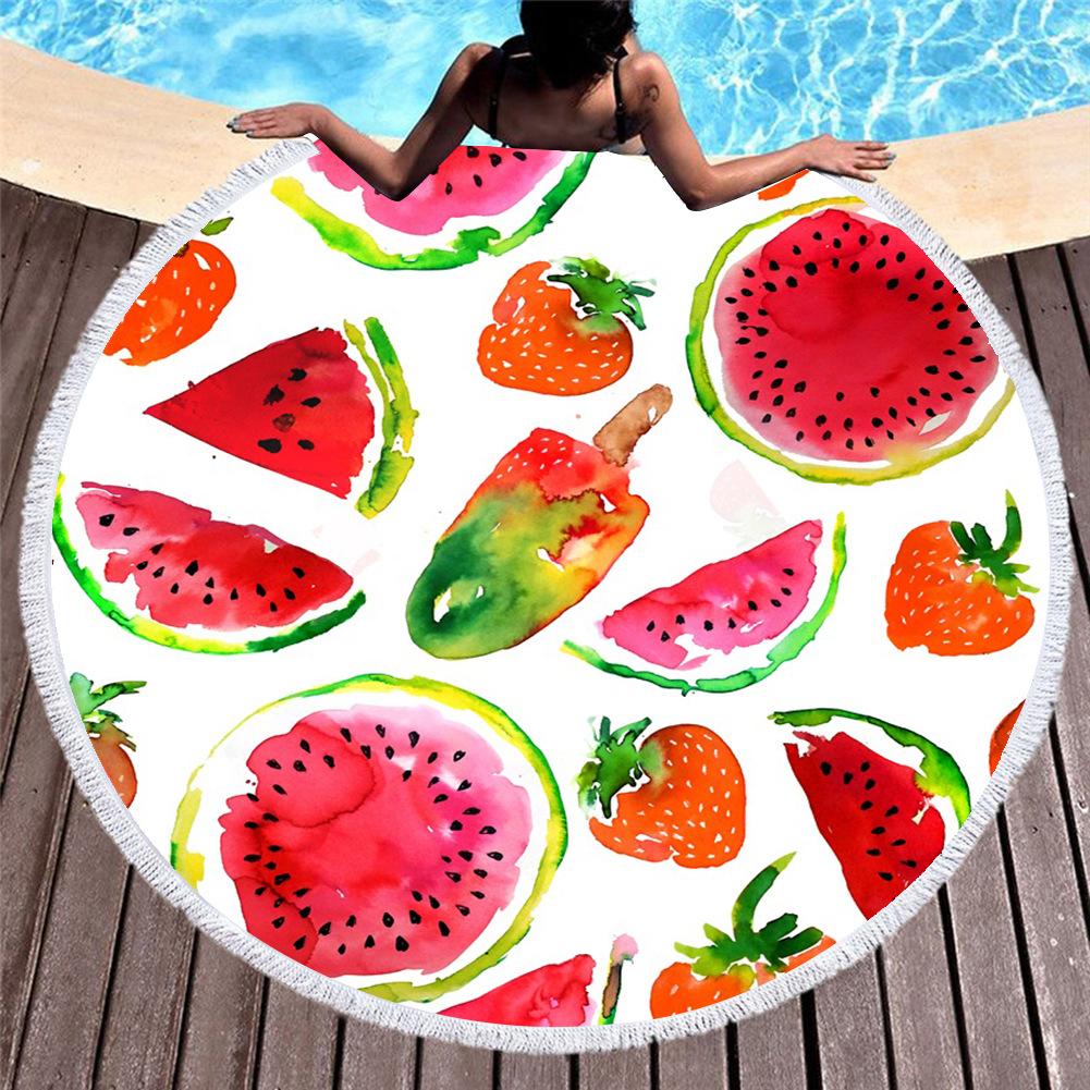 Круглое пляжное полотенце WHQ 600G 150CM с геометрическим принтом пончиков ПОЛОТЕНЦА ДЛЯ ДУША ИЗ МИКРОФИБРЫ Круглые банные полотенца Bohemia Шаль Коврик Толстый