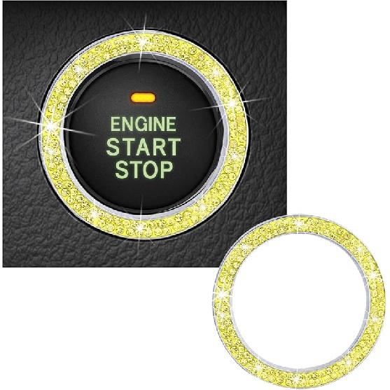 Блестящий кристалл с двойными стразами, декоративное кольцо для запуска двигателя автомобиля, сверкающая наклейка на кнопку запуска, ключ зажигания и; Ручка Кольцо Украшение, Bling