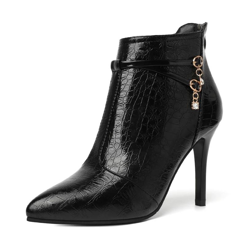 Модные туфли с боковой молнией для женщин 2024 года, сексуальные женские ботильоны с острым носком, однотонные, простые, для офиса, женские туфли, размер 42