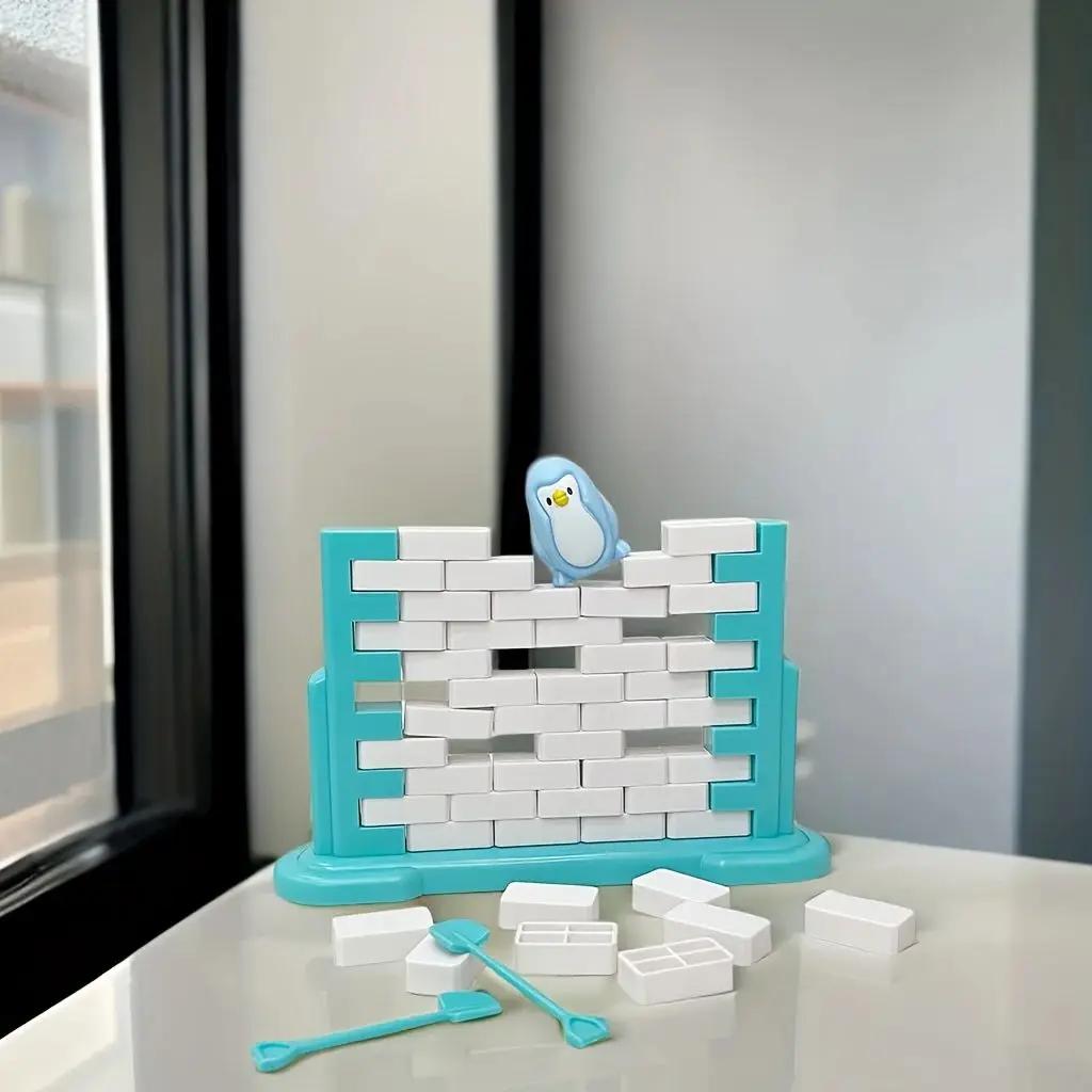 Penguin Wall-breaking Building Blocks Children Educational Thinking Training Toys Parent-child Two-person Interactive Fun Games