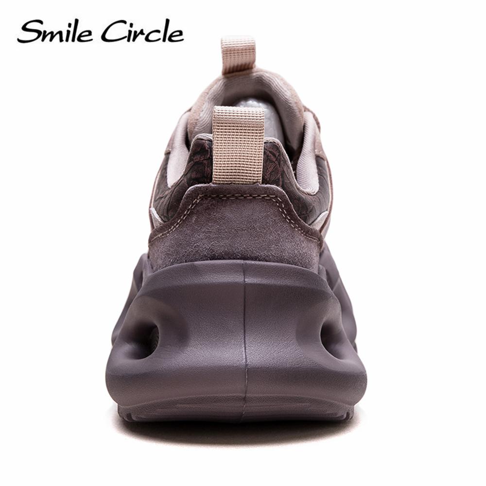 Кроссовки из натуральной кожи с круглым носком и толстой подошвой, удобная модная повседневная обувь