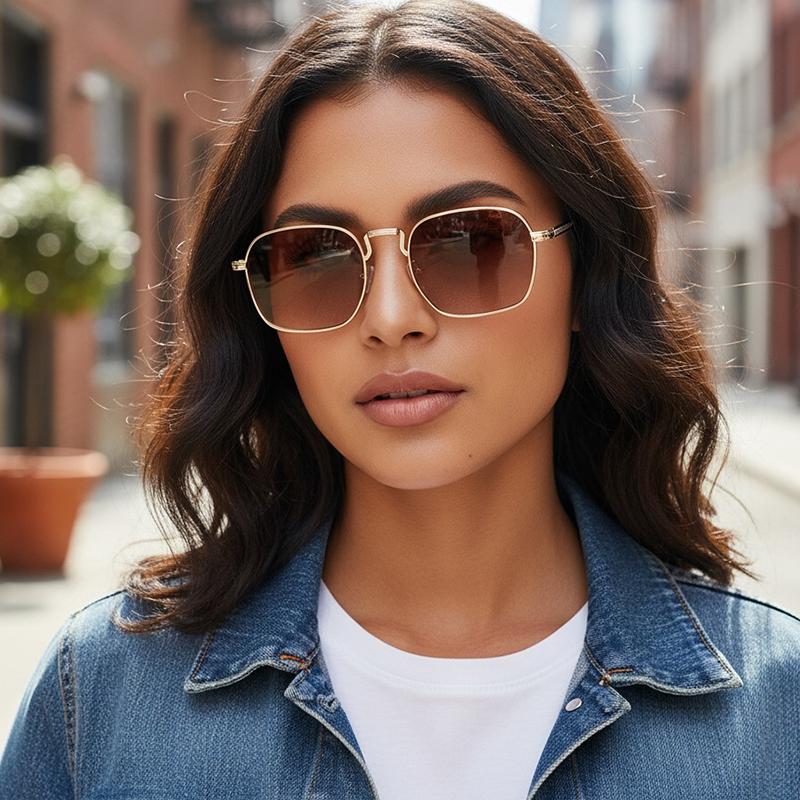 New Trendy Metallic Personalized Versatile Men Sunglasses With Retro Style Rectangular Frames For Women 2402