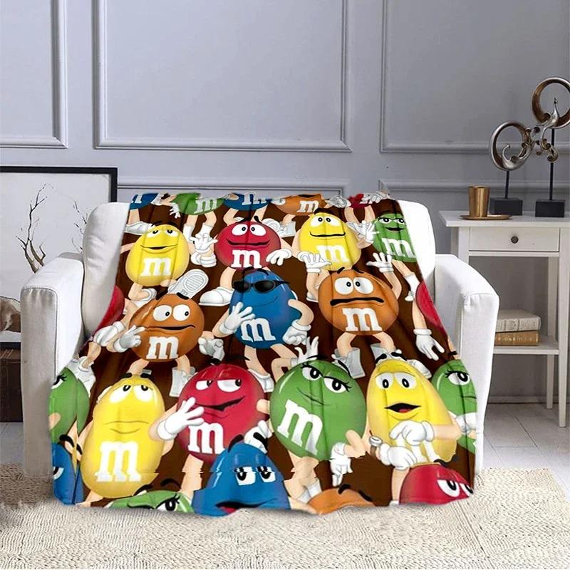 Плюшевое одеяло M&M Bean Chocolate с мультяшным принтом, модное, теплое, для походов, для дома, дивана, постельного белья, детское одеяло в подарок