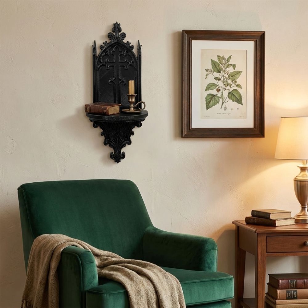 3D Printed Wall Mounted Candlestick Vintage Carved Floating Rack Wall Decorations Wall Decor