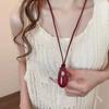 South Korean Niche Burgundy Lambskin Necklace with Sunflower Heart Pendant