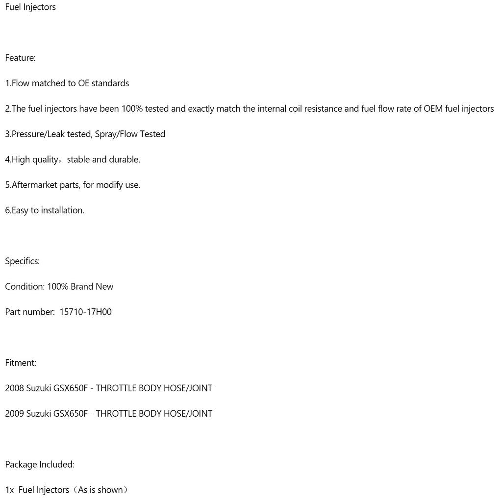 Топливная форсунка 4 отверстия 15710-17H00 для Suzuki GSX650F KATANA 2008-2009