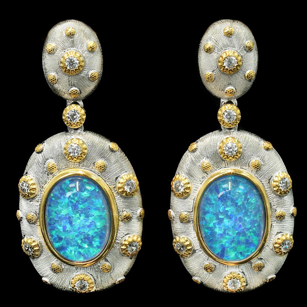 WUIHA Vintage 100% 925 Sterling Silver Lab Sapphire Opal High Carbon Diamonds Wedding Engagement Drop Dangle Earrings Wholesale