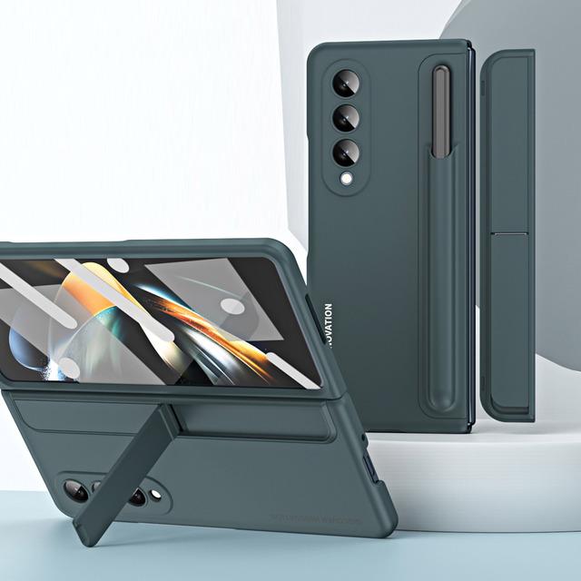 Для Samsung Galaxy Z Fold 4 5g Жесткий чехол с подставкой, противоударный чехол для телефона с держателем для ручки, ультратонкий чехол 2022