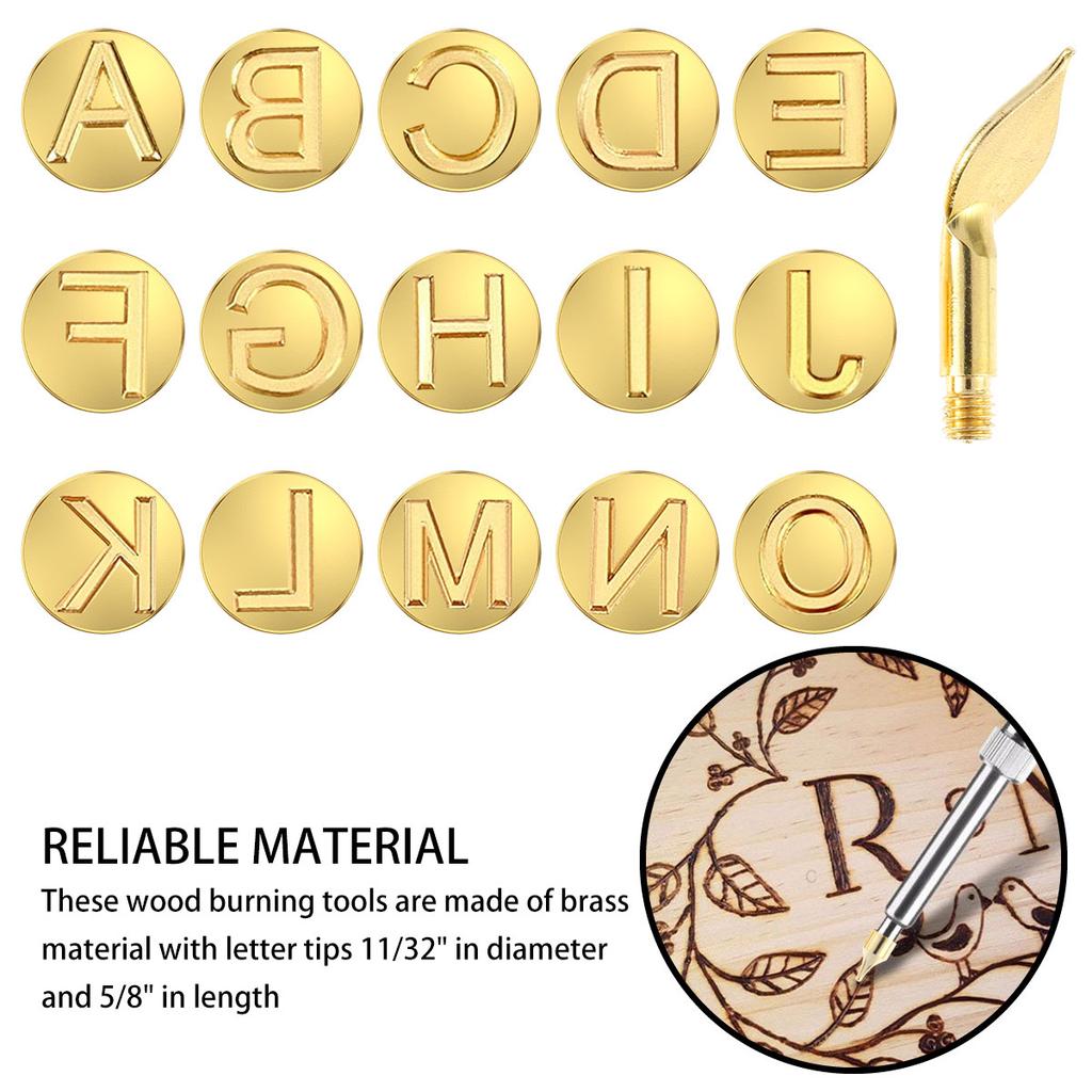 26/52Pcs Wood Burning Tip Copper Letters Wood Burning Tool Wood Burning Alphabet Template Tool for Embossing Carving Crafts