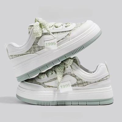 Туфли на толстой подошве женские весна и осень новинка модные универсальные повседневные студенческие белые туфли