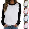 Women's Fashion Leisure Solid Color Patchwork Long Sleeve Pullover Top