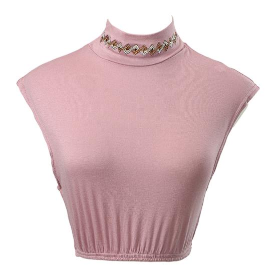 Fake Collar Half High Collar Rhombus Rhinestones Decor False Collar Breathable Elastic Collar Attachment