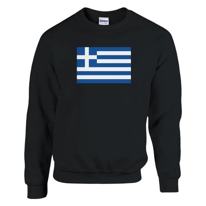 Sweat-shirt - PIXELFORMA - Drapeau de la Grèce - Noir - Manches longues - Mixte
