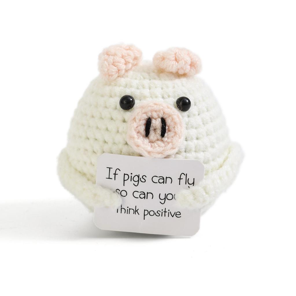 Positive Crochet Potato Doll with Card Handmade Knitted Emotional Support Hug Pocket Cucumber Ornament Room Decor Christmas Gift