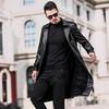 Осенне-зимняя длинная плюшевая и толстая куртка из натуральной кожи, мужская дубленка длиной до колена, мужской кожаный плащ