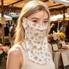 Face Neck Sun Guard Women Protection Mask, Cotton Dot Print UV Foldable Portable Gaiter Cover, Scarf for Driving Cycling Camping Outdoor Travel