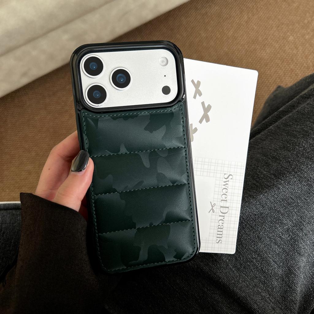 3D Чехол-пуховик для iPhone Air 17 16 15 14 13 Pro Max Камуфляж Пуховики Крутой Мягкий Хлопковый Наполнитель Задняя Крышка