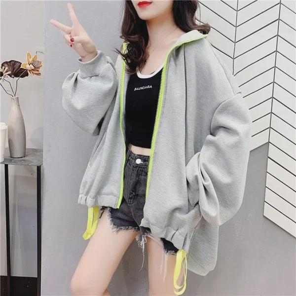 Женский тонкий кардиган-жакет: 2024 Новый однотонный свободный свитер с длинными рукавами для осени/зимы, модный стиль INS