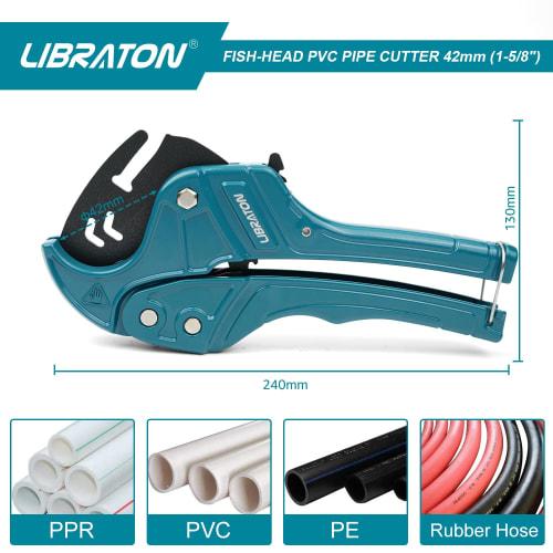 LIBRATON PVC Cutter Set, 42mm Outer Diameter, Ratchet Type, PVC Cutter, 32mm Outer Diameter, Resin Cutter, Deburring Tool, Heavy-Duty Cutting, Pipe Cu