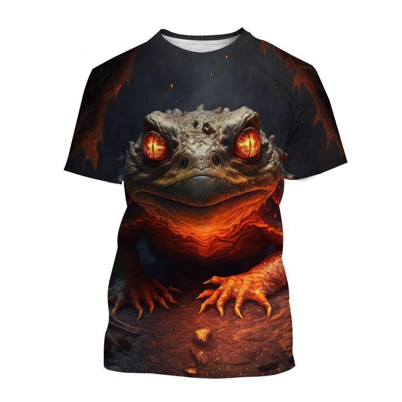 Fashion Cartoon Animal Frog 3D Printing T-shirt Summer Casual Round Neck Short-sleeved Unisex Sports Frog T-shirt Tops