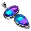Bi-Color Tourmaline Gemstone Handmade 925 Sterling Silver Pendant 3.43" S9l73