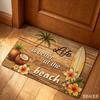 Ocean Beach Starfish Welcome Doormat Life is Better at the Beach Sign Pattern Wood Texture Floor Mat Entryway Rug Carpet