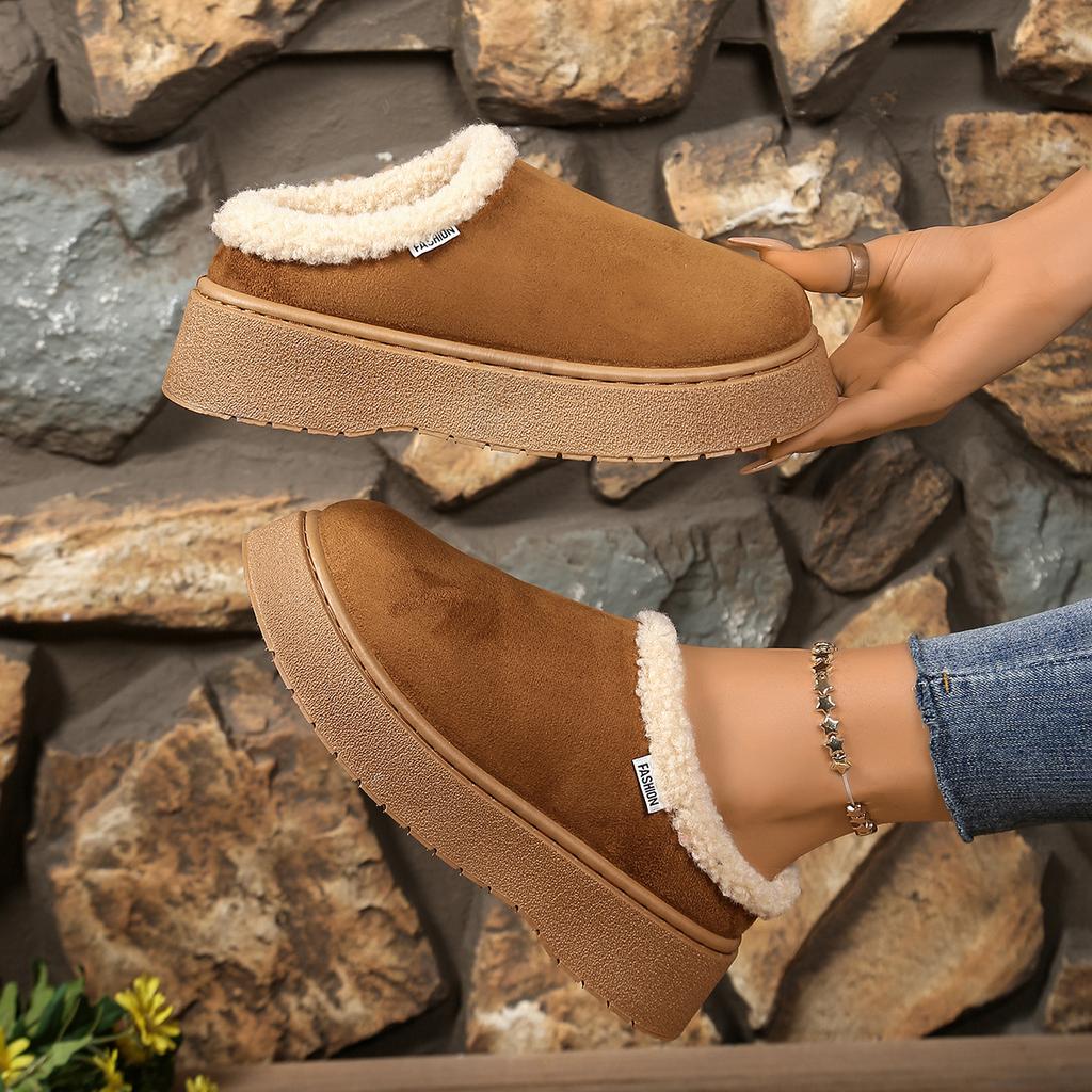 Fashion Comfortable Women Snow Boots Winter Solid Color Platform Ankle Boots Woman Round Toe Slip On Warm Shoes Women Zapatos De Mujer