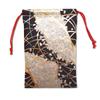 Kyoto Geibido Nishijin Brocade Drawstring Bag for Goshuincho Made In Japan and (Seal Book) (Black Gold)