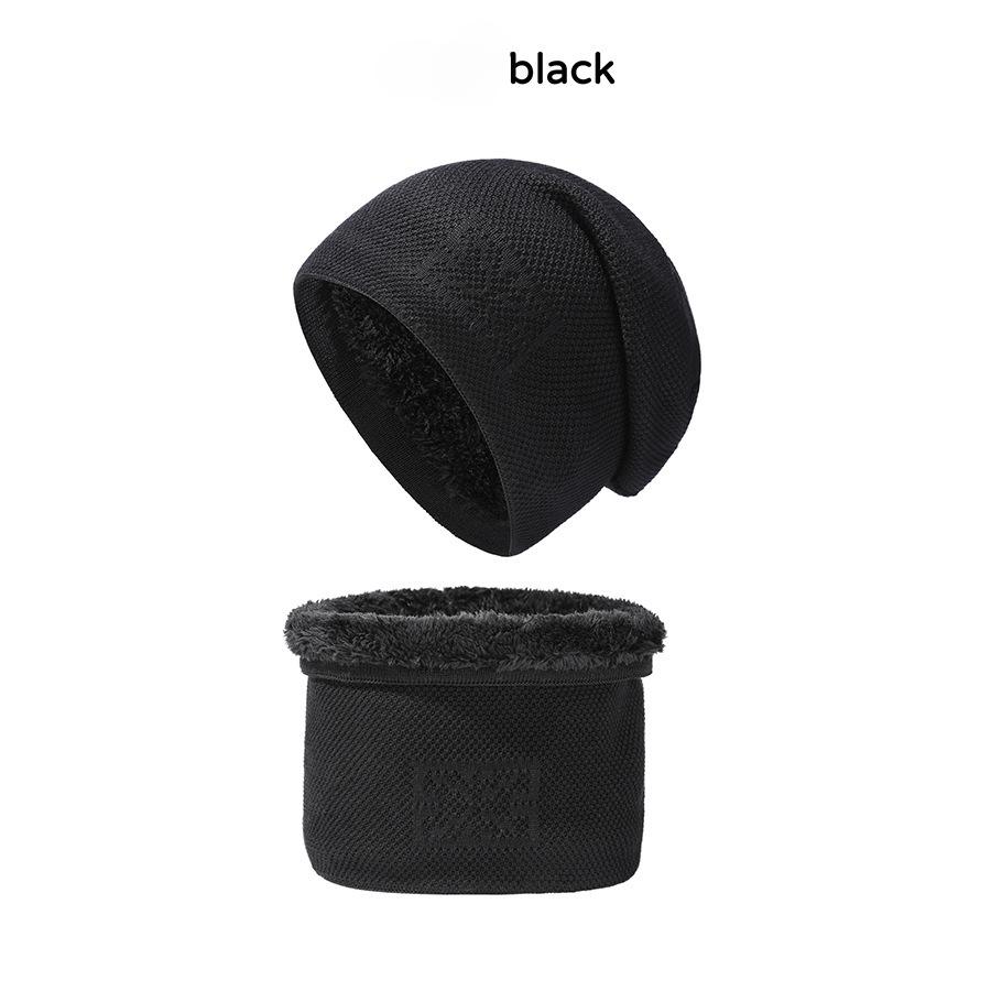 Мужской утепленный комплект из двух частей: вязаная флисовая шапка, шарф, ветрозащитная шапка-бини, осенне-зимний комплект из двух частей, защита ушей и шейный платок